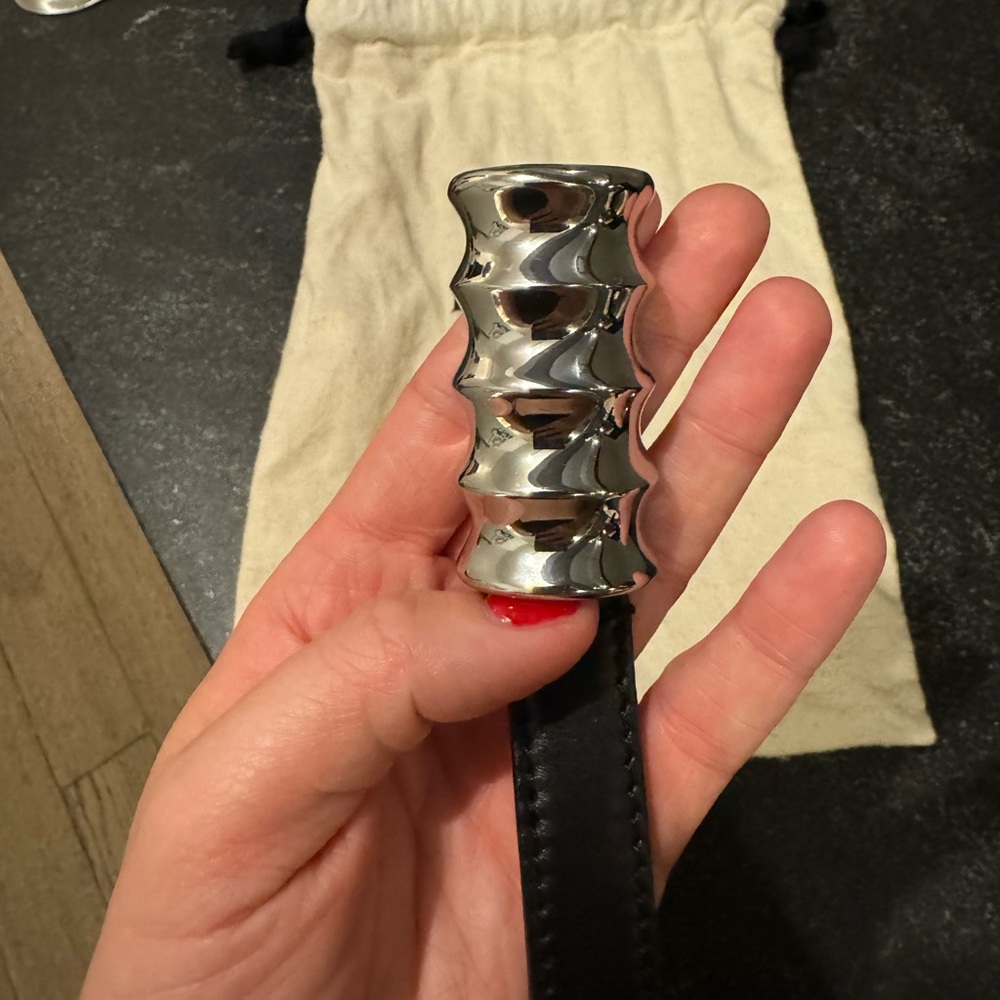 Khaite Small Julius Belt - Black and Silver